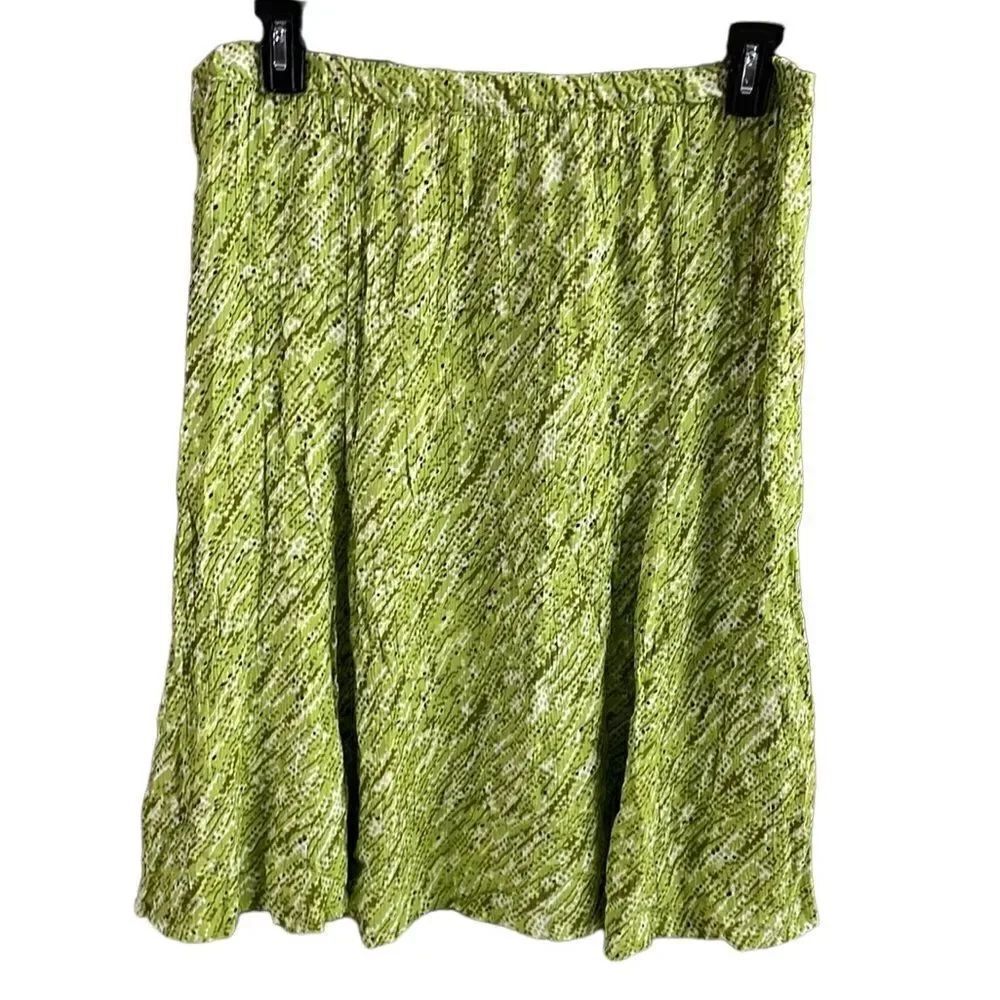 Ladies Elastic Waist Green Knee Length Rayon Skirt Size XL